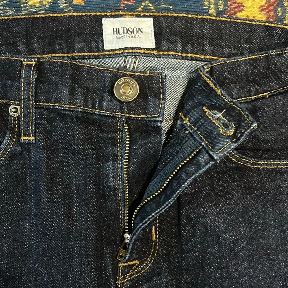 Hudson Women’s‎ Dark Denim Wash 5 Pocket Split Back Hem Jean Skirt Size 27”